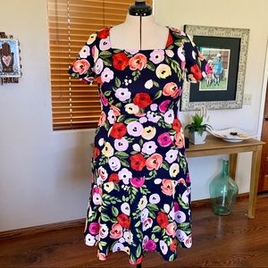Lane Bryant floral square neck scuba dress